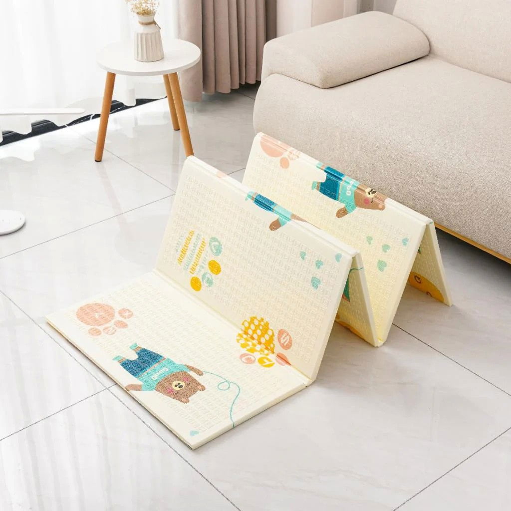 Covoras pentru Copii, Flippy, cu 2 Fete, Model Zmeu/Ursi, din XPE+PE, Impermeabil, Antiderapant, Protectie Termica, +3 Luni, Pliabil, 180 x 200 x 1.5 cm, Multicolor [5]