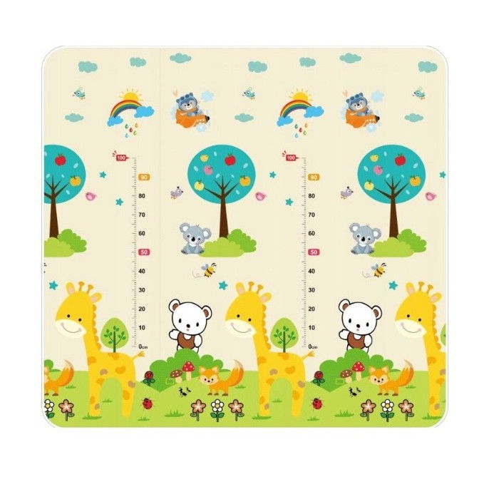 Covoras pentru Copii, Flippy, cu 2 Fete, Model ZOO/Ursulet, din XPE+PE, Impermeabil, Antiderapant, Protectie Termica, +3 Luni, Pliabil, 180 x 200 x 1.5 cm, Multicolor [7]