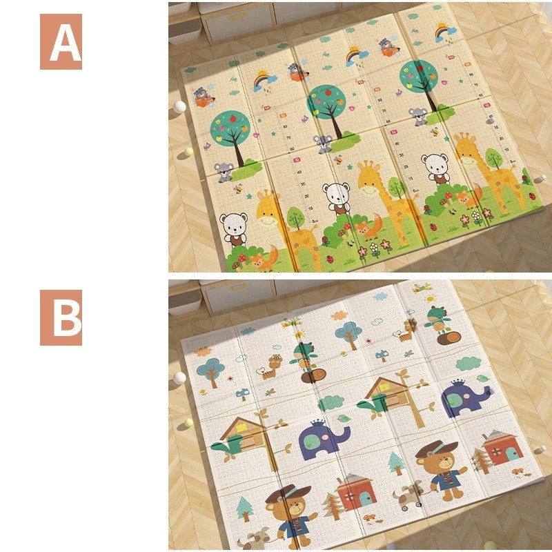 Covoras pentru Copii, Flippy, cu 2 Fete, Model ZOO/Ursulet, din XPE+PE, Impermeabil, Antiderapant, Protectie Termica, +3 Luni, Pliabil, 180 x 200 x 1.5 cm, Multicolor [4]