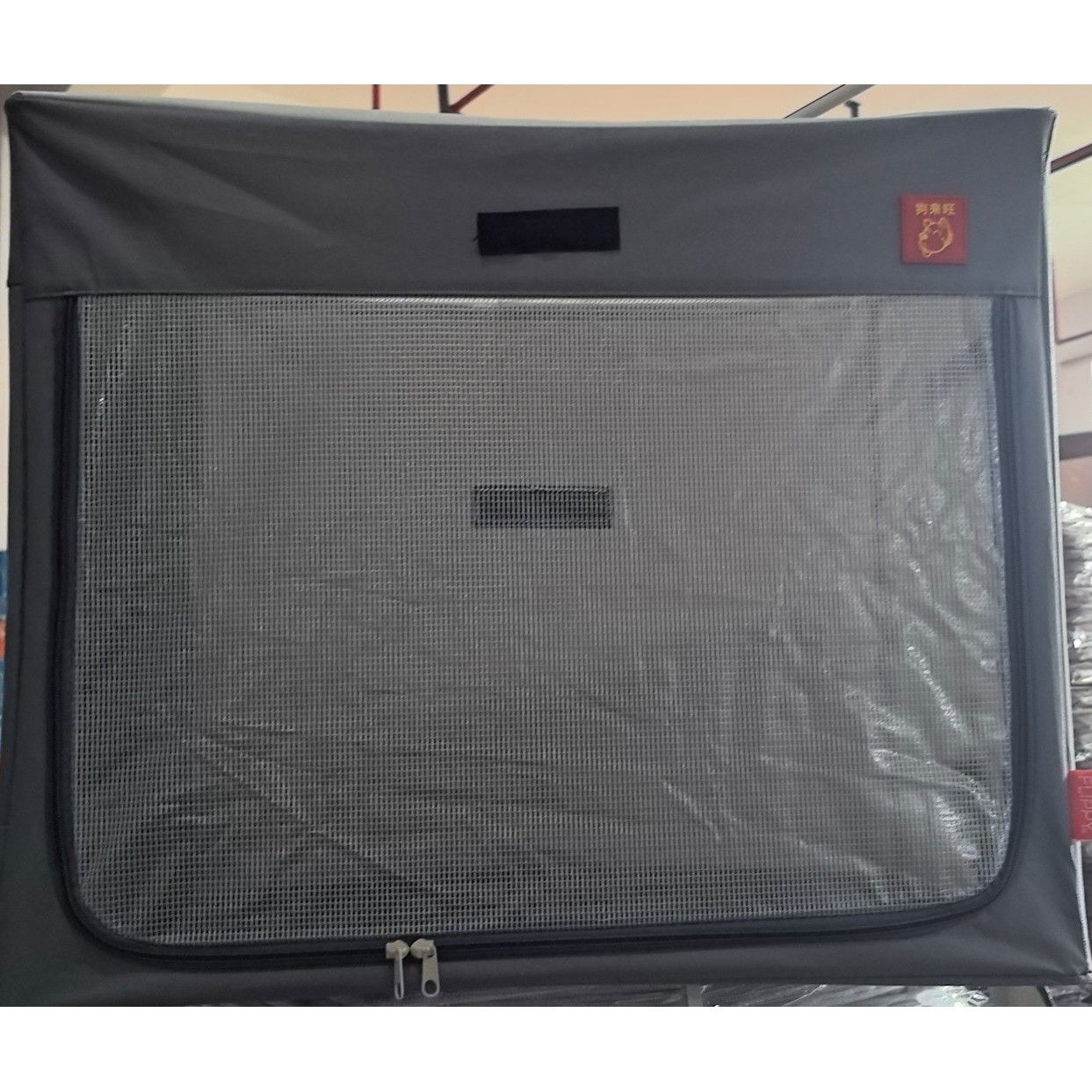 Cusca Animale pentru Uscare Blana, Flippy, din Textil, Fereastra Transparenta, 53 x 36 x 42 cm, Gri [5]