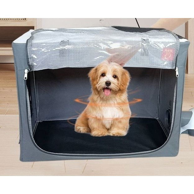 Cusca Animale pentru Uscare Blana, Flippy, din Textil, Fereastra Transparenta, 53 x 36 x 42 cm, Maro [2]