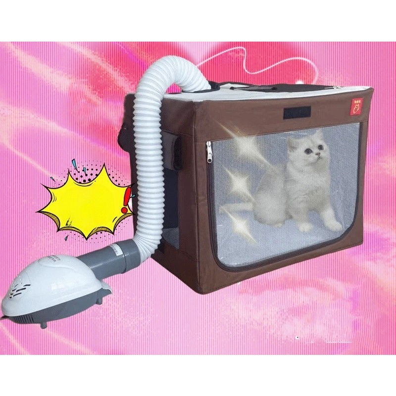 Cusca Animale pentru Uscare Blana, Flippy, din Textil, Fereastra Transparenta, 62 x 40 x 50 cm, Maro [3]