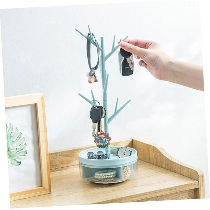 Cutie de Bijuterii, Flippy, Rotativa, cu Suport Tip Ramura, 36.5 x 14 cm, din ABS+PP, Albastru [4]