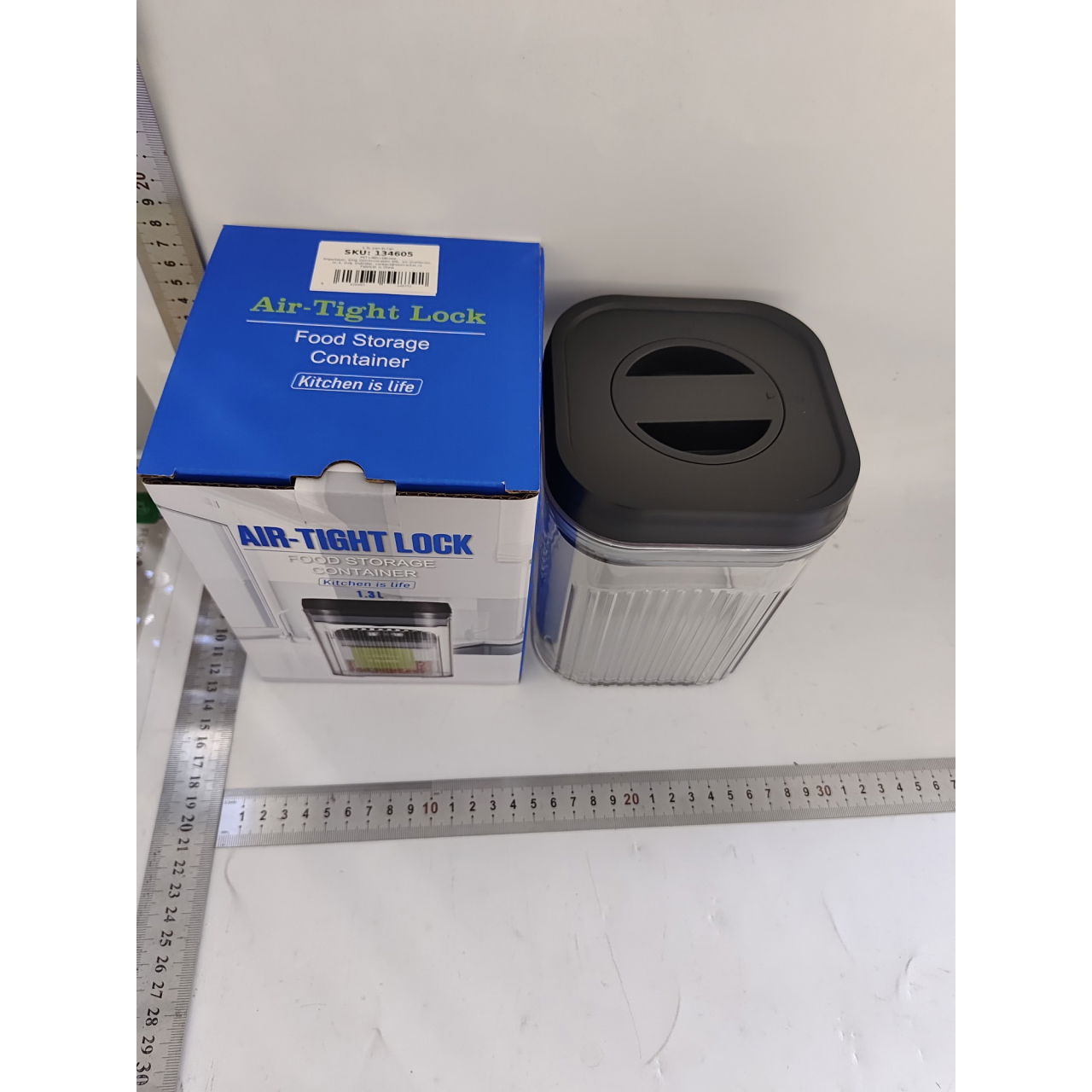 Cutie de Depozitare Alimente, Flippy, tip Container, 1.3L, Recipiente pentru Cereale in Bucatarie, Transparente cu Capac Negru [2]