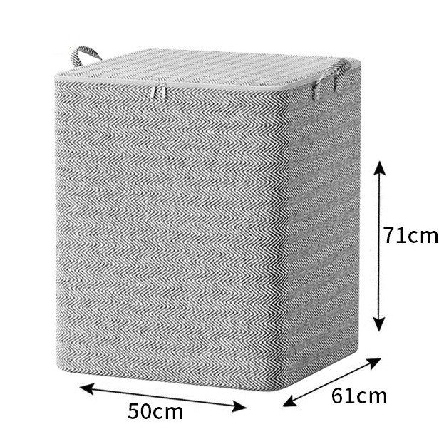 Cutie de Depozitare cu Fermoar, Flippy, Pliabila, Maner Ranforsat, Fermoar Rezistent, pentru Haine, Paturi, Plapumi, Perne, Lenjerii de Pat, Jucarii, 61x50x71 cm, 210 Litri, Gri [3]