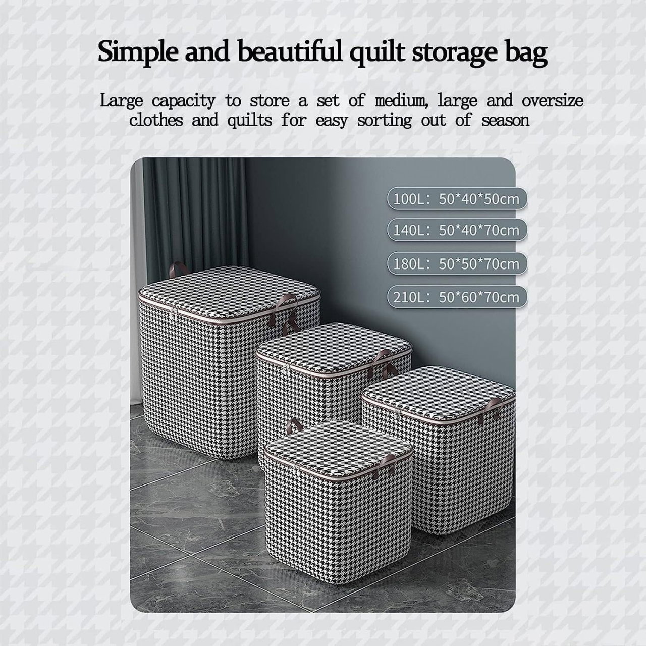 Cutie de Depozitare cu Fermoar, Flippy, Pliabila, Maner Ranforsat, Fermoar Rezistent, pentru Haine, Paturi, Plapumi, Perne, Lenjerii de Pat, Jucarii [5]