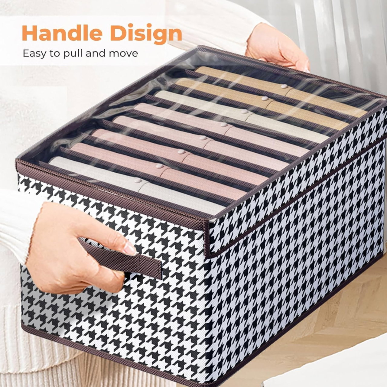 Cutie De Depozitare, Flippy, Pentru Haine, Lenjerie, Sosete Si Sutiene, Material Textil, 9 Compartimente, 44x30x20 cm, Culoare Alb-Negru [11]