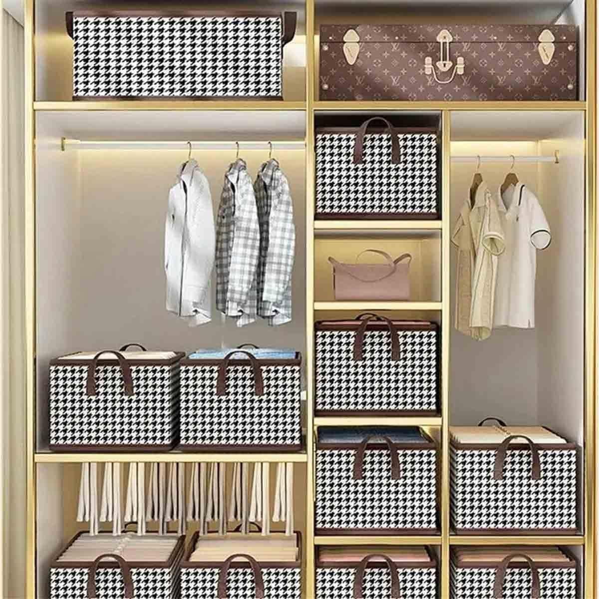 Cutie De Depozitare, Flippy, Pentru Haine, Lenjerie, Sosete Si Sutiene, Material Textil, 9 Compartimente, 44x30x20 cm, Culoare Alb-Negru [7]