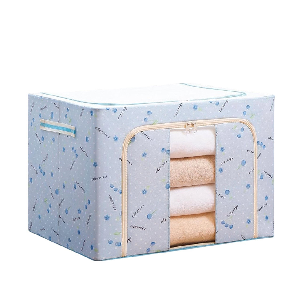 Cutie de Depozitare Pliabila, Flippy, 100 L, din Tesatura Oxford, 60x42x40 cm, Fereastra Frontala, 2 Usi de Acces cu Fermoar Bidirectional, Cadru Metalic, Suport Baza Stabil din Plastic, Imprimeu Cire [4]