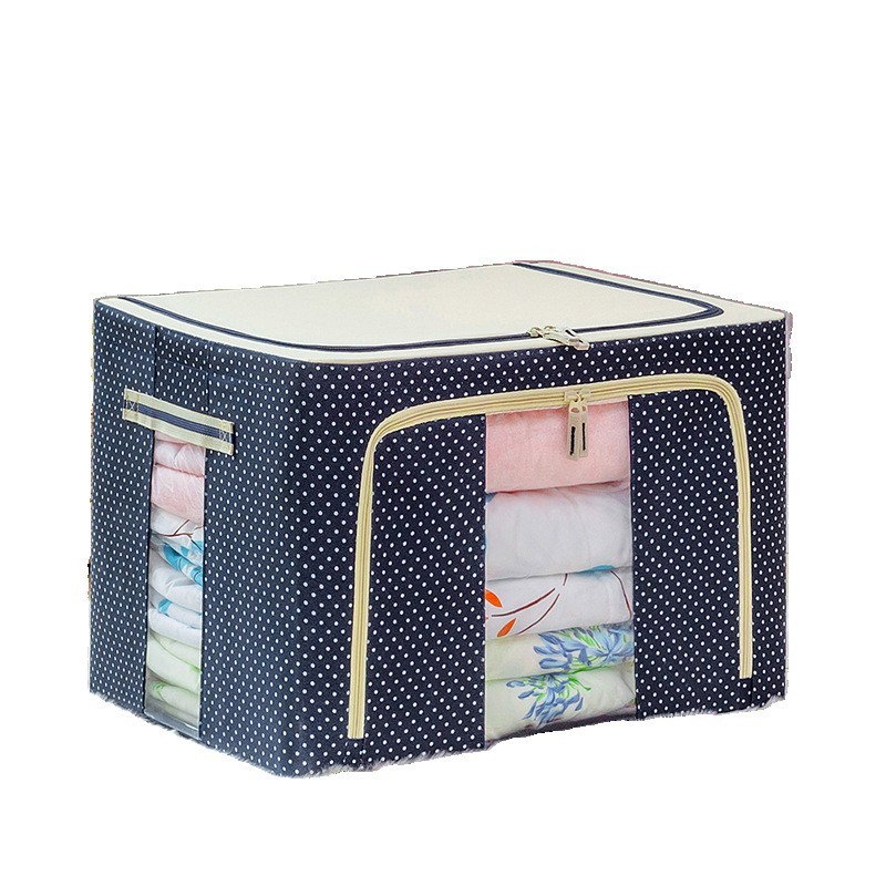 Cutie de Depozitare Pliabila, Flippy, 66 L, din Panza Oxford, 50x40x33 cm, 2 Ferestre, Frontala si Laterala, 2 Usi de Acces cu Fermoar Bidirectional, Cadru Metalic, Suport Baza Stabil din Plastic, Imp [4]