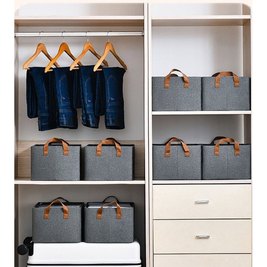 Cutie de depozitare tip cos, Flippy, textil, pliabila, 47x28x20 cm, cadru metalic, cu manere, gri [1]