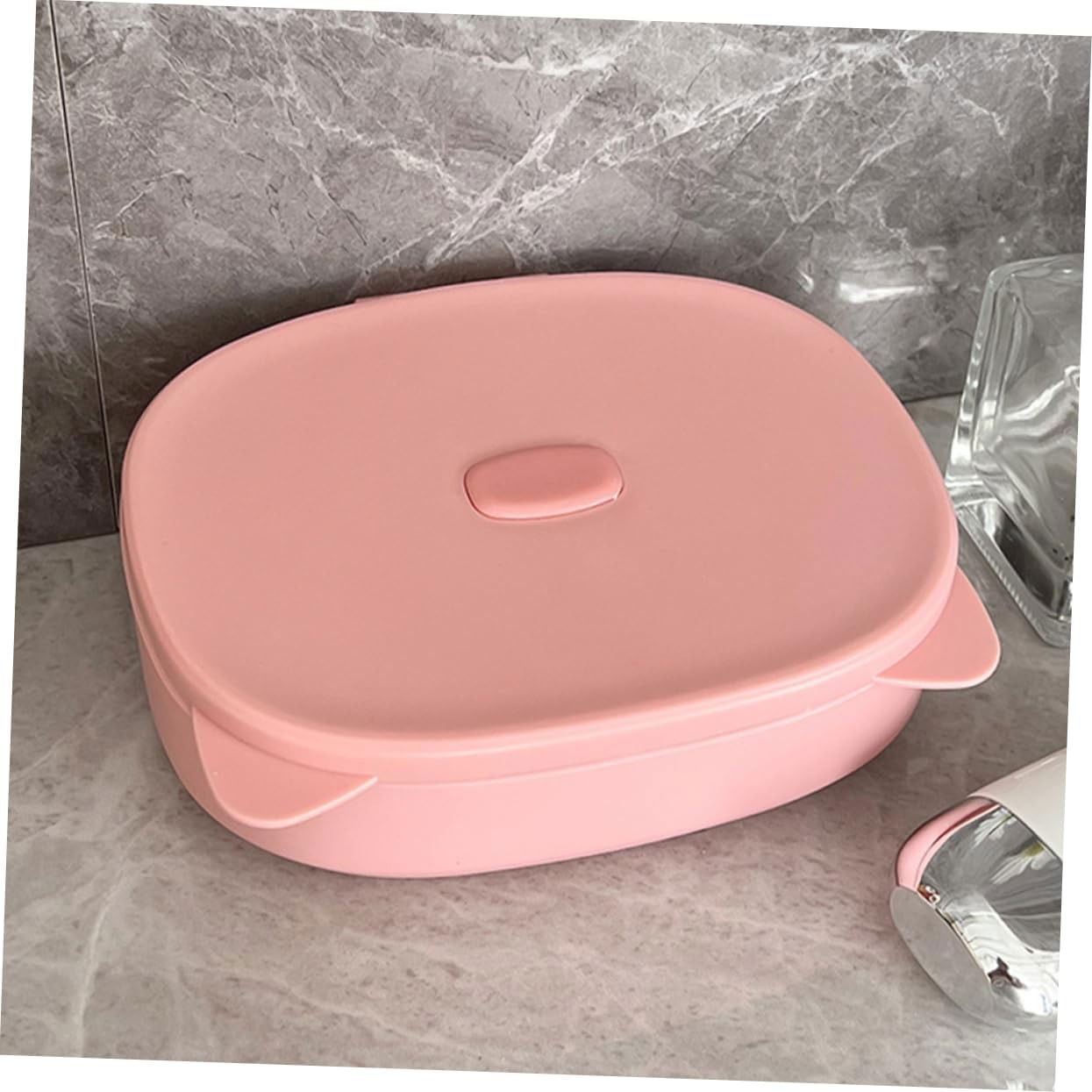 Cutie Organizatoare cu Oglinda, Flippy, 4 Compartimente, pentru Cosmetice si Accesorii, din ABS, 17x13x6 cm, Roz [7]