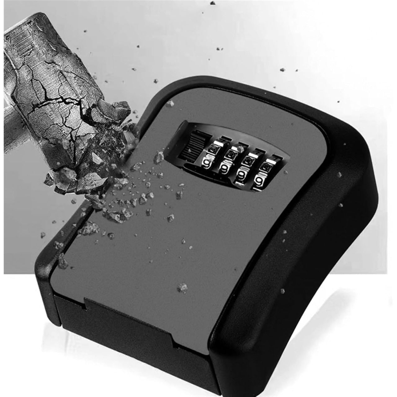 Cutie pentru Chei cu Parola, Flippy, din Aliaj de Aluminiu si Plastic, Cod din 4 Cifre, Impermeabila, Negru [2]