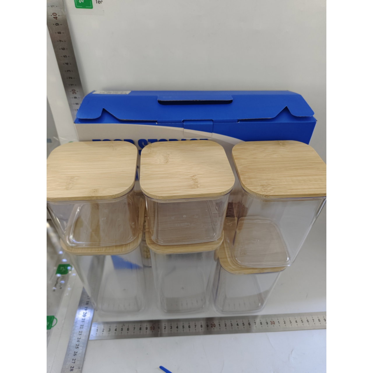 Cutii de Depozitare Alimente, Flippy, Set din 6 Cutii de tip Container, Cutii pentru Cereale, din Plastic, Capac din Bambuc, 2pc 0.5 l. 2pc 0.8 l [7]