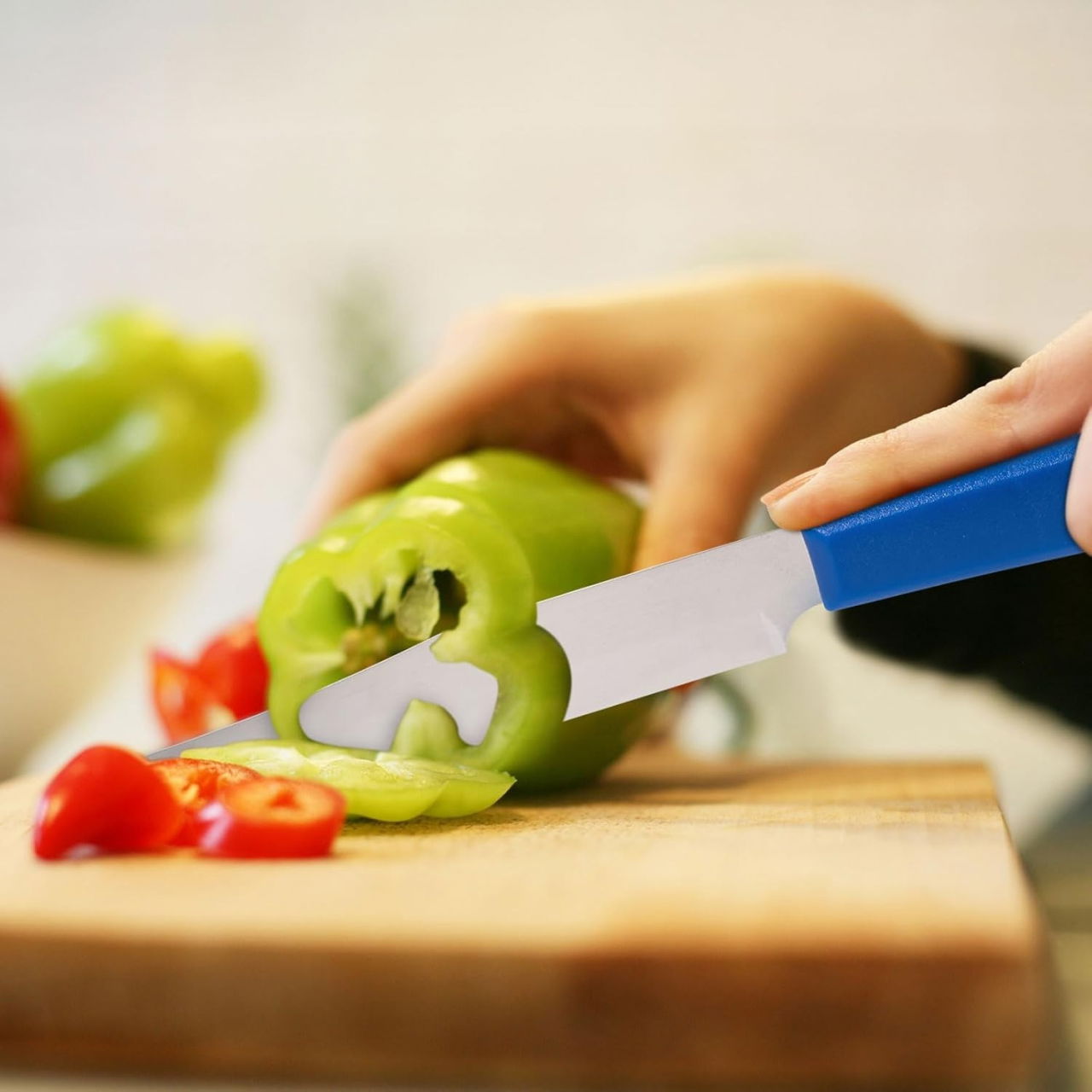 Cutit 2in1, Flippy, Feliere/Curatare, Grosime Feliere Reglabila, 22 cm, din Otel Inoxidabil, Albastru [3]