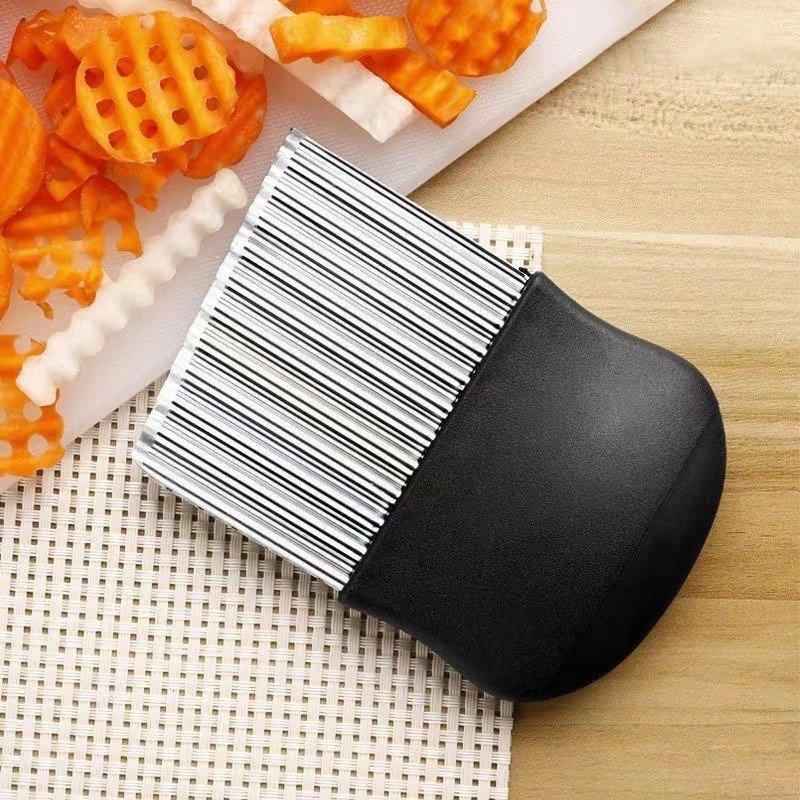 Cutit pentru Cartofi Ondulati, Flippy, pentru Legume, Forma Ondulata, Usor de Utilizat, Taiere, Negru [6]