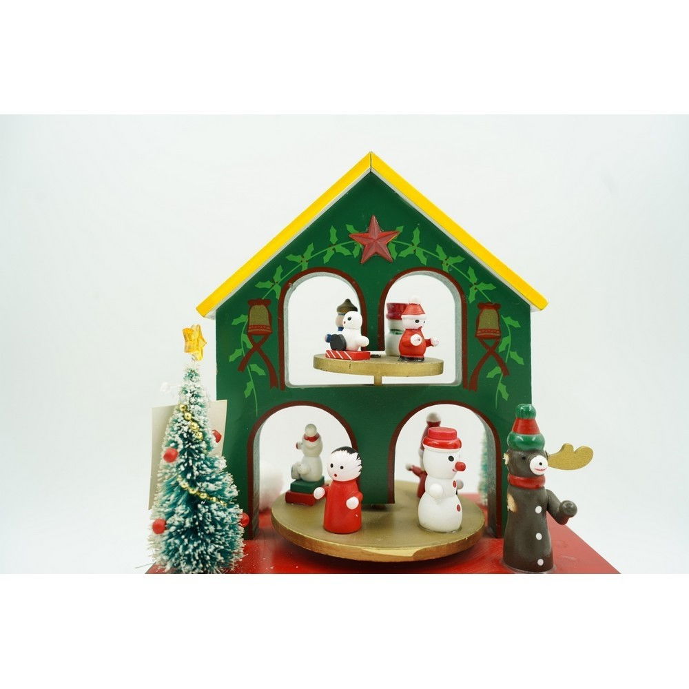 Cutiuta muzicala decorata, Casuta de Craciun, Multicolor, din Lemn, 17 cm x 20 cm, Interior, Flippy [7]