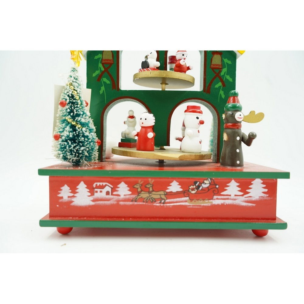 Cutiuta muzicala decorata, Casuta de Craciun, Multicolor, din Lemn, 17 cm x 20 cm, Interior, Flippy [8]