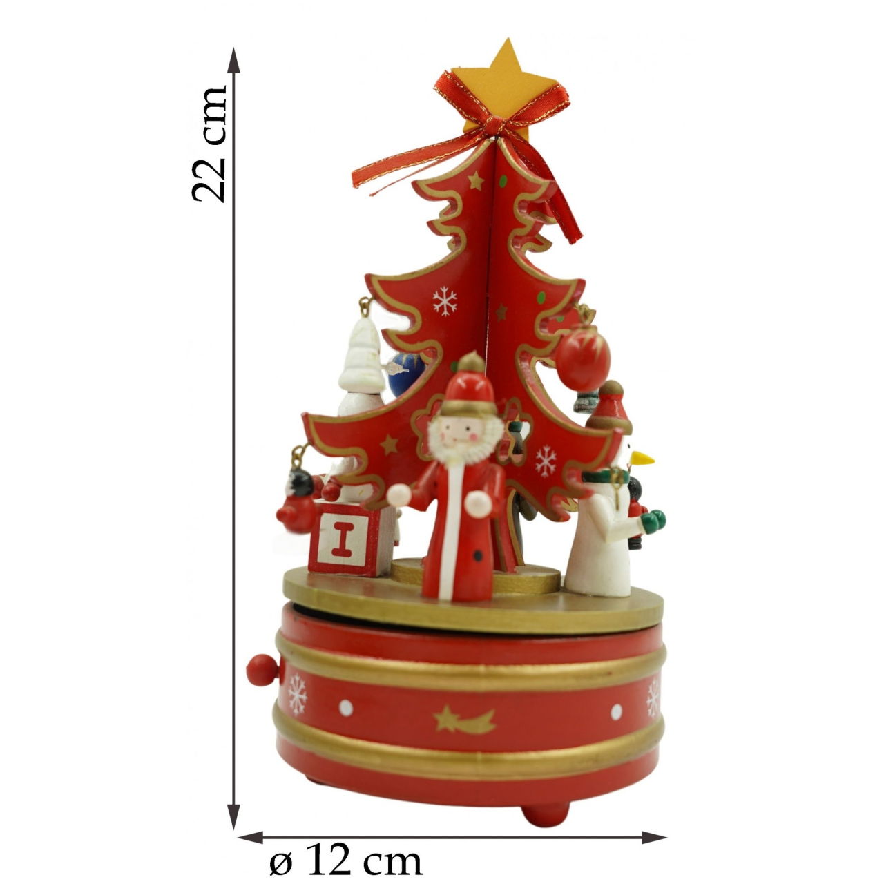 Cutiuta muzicala decorata de Craciun, Bradut, Rosu, din Lemn, 12 cm x 22 cm, Interior, Flippy [6]