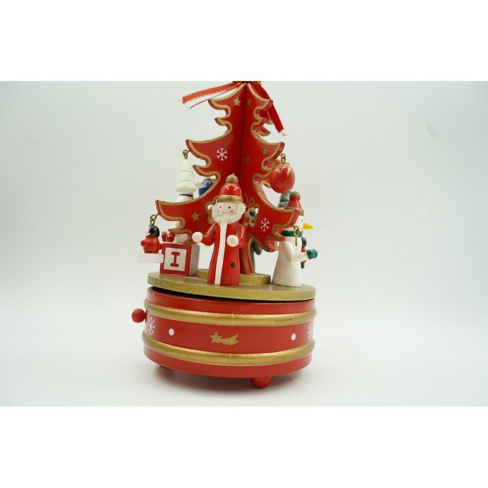 Cutiuta muzicala decorata de Craciun, Bradut, Rosu, din Lemn, 12 cm x 22 cm, Interior, Flippy [7]