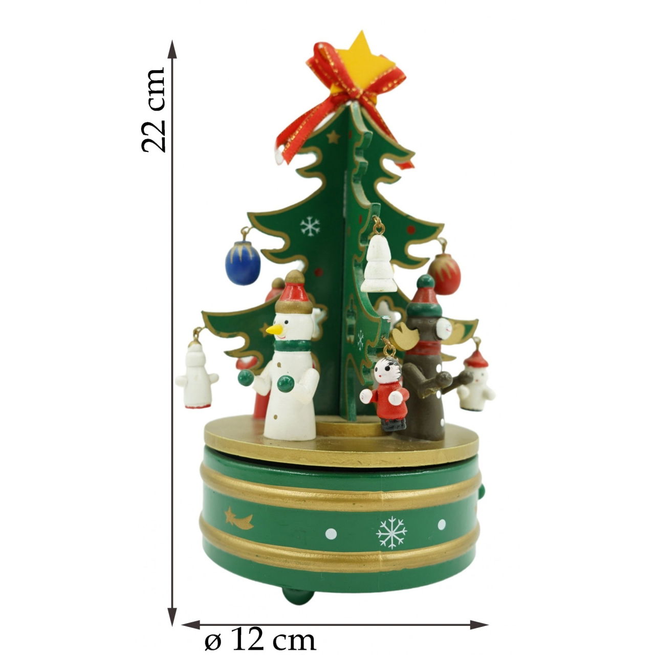Cutiuta muzicala decorata de Craciun Bradut, Verde, din Lemn, 12 cm x 22 cm, Interior, Flippy [6]