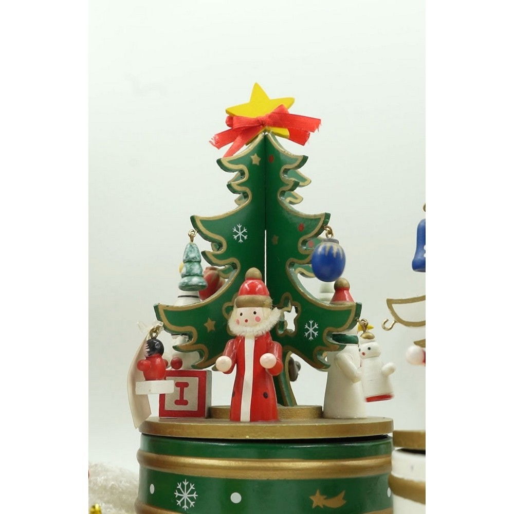 Cutiuta muzicala decorata de Craciun Bradut, Verde, din Lemn, 12 cm x 22 cm, Interior, Flippy [9]