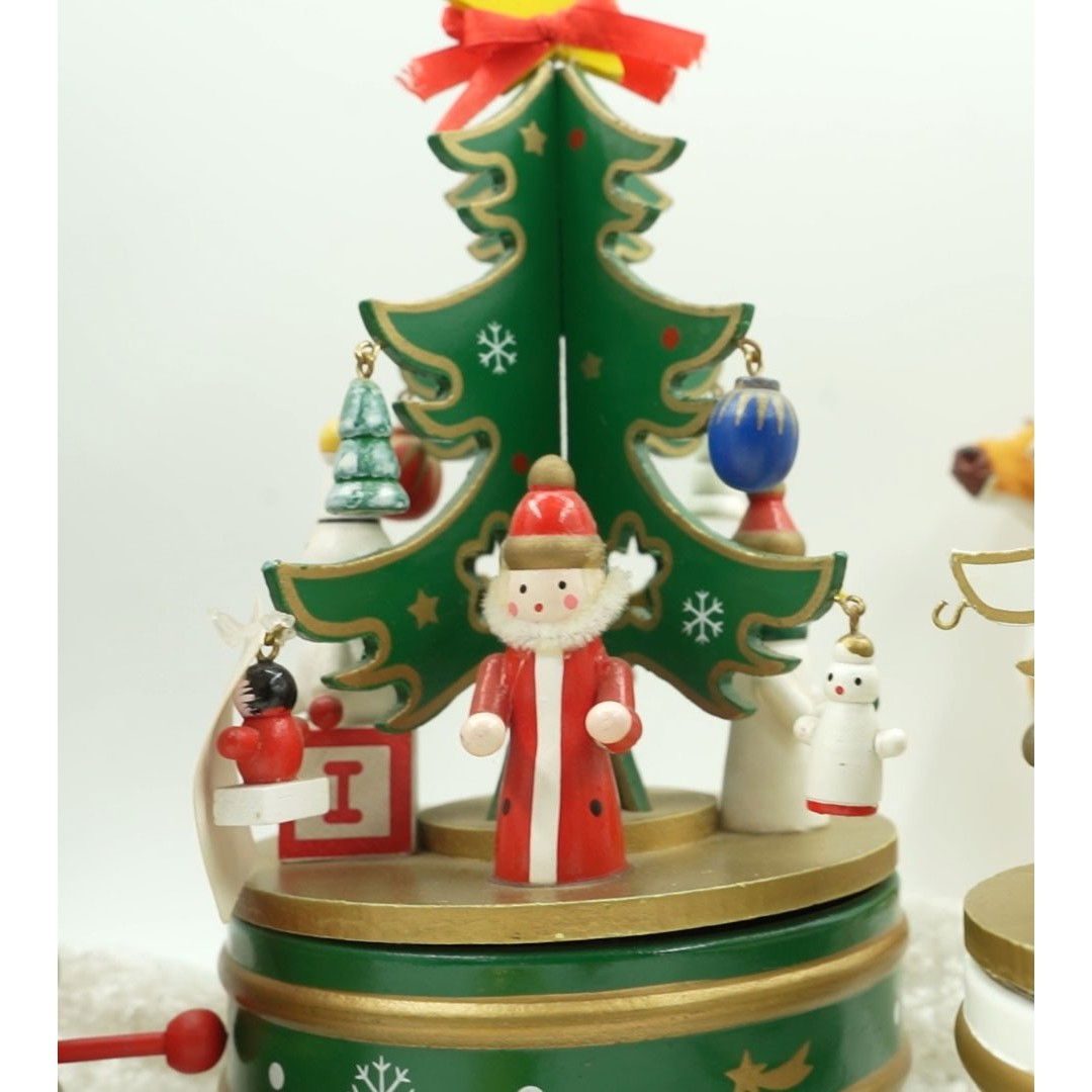 Cutiuta muzicala decorata de Craciun Bradut, Verde, din Lemn, 12 cm x 22 cm, Interior, Flippy [5]