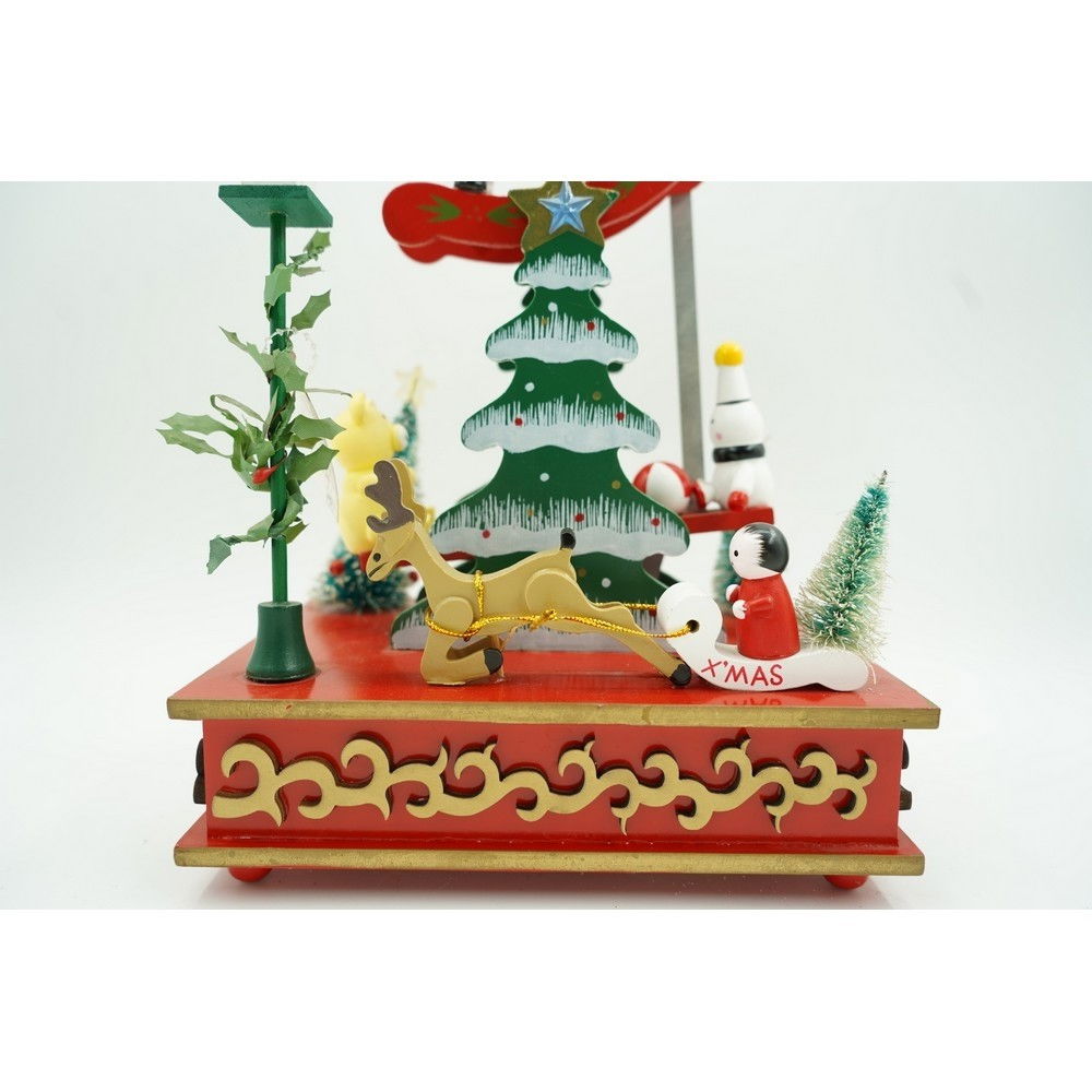 Cutiuta muzicala decorata de Craciun, Multicolor, din Lemn, 17 cm x 27.5 cm, Interior, Flippy [8]