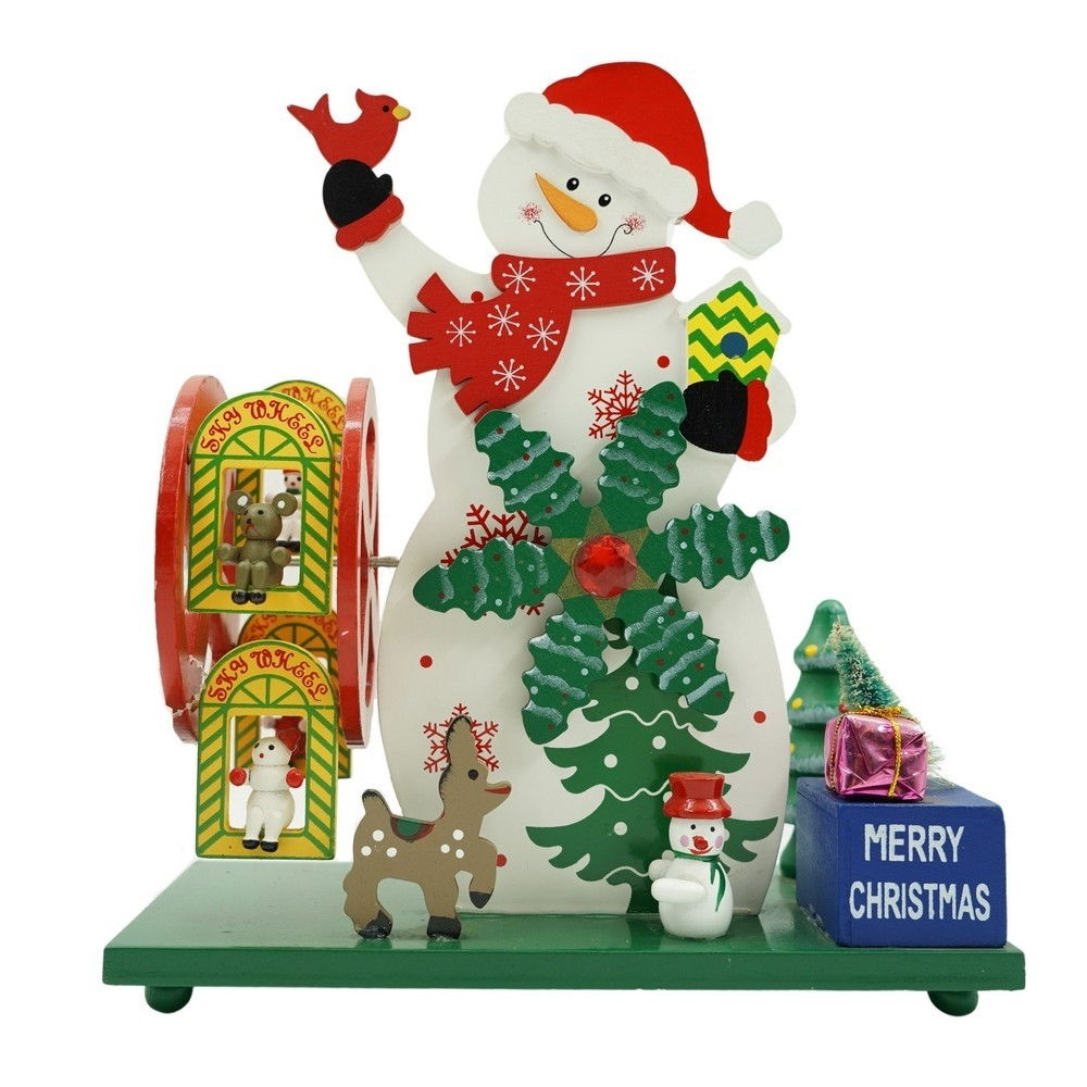 Cutiuta muzicala decorata de Craciun, Om de zapada, Multicolor, din Lemn, 21.5 cm x 24.5 cm, Interior, Flippy [1]