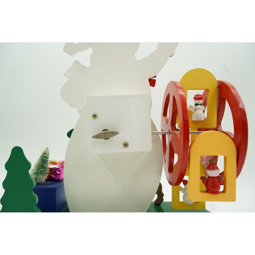 Cutiuta muzicala decorata de Craciun, Om de zapada, Multicolor, din Lemn, 21.5 cm x 24.5 cm, Interior, Flippy [10]