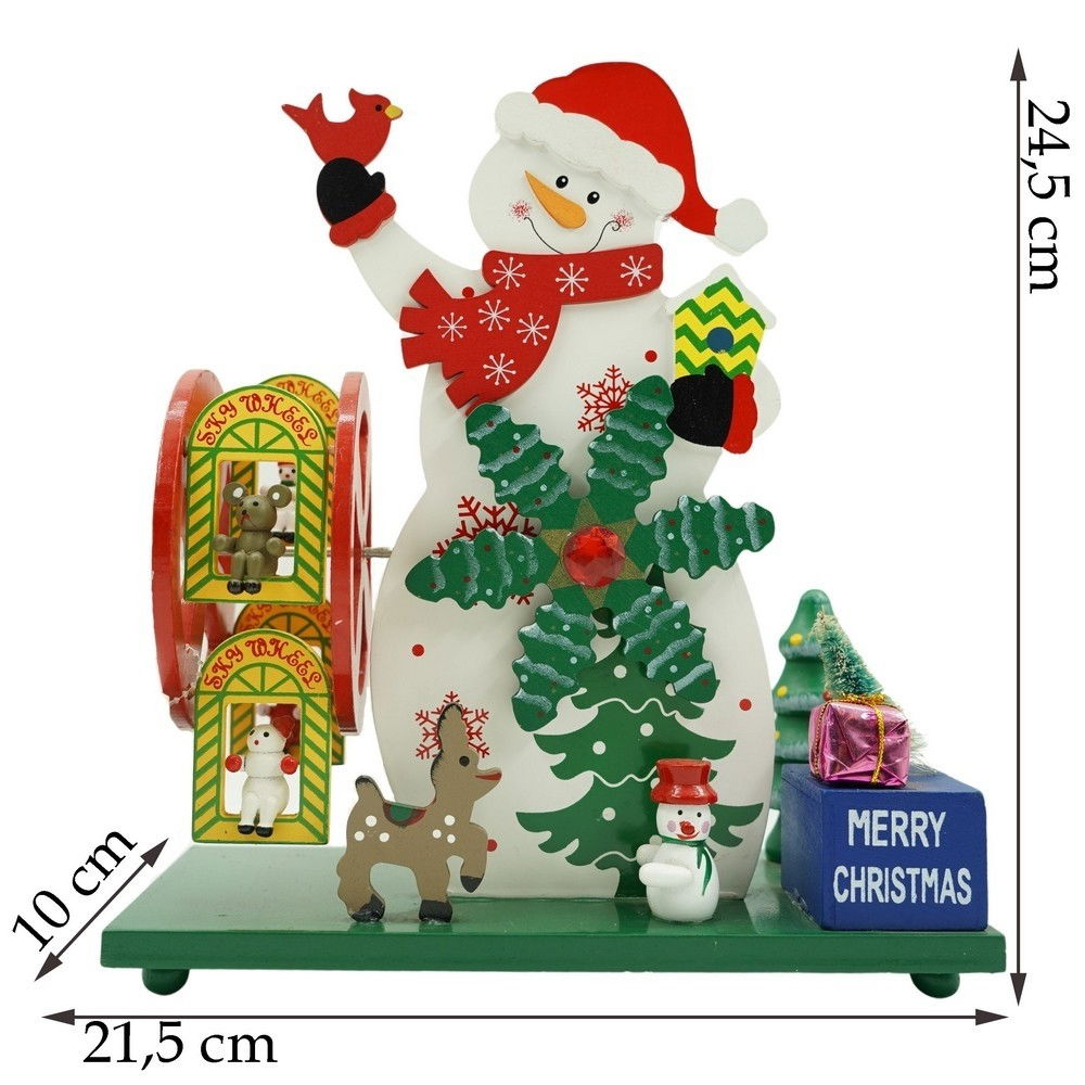 Cutiuta muzicala decorata de Craciun, Om de zapada, Multicolor, din Lemn, 21.5 cm x 24.5 cm, Interior, Flippy [11]