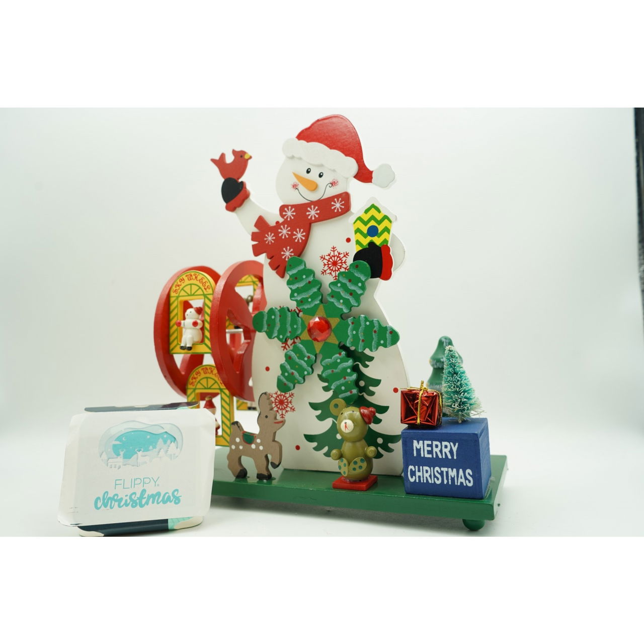 Cutiuta muzicala decorata de Craciun, Om de zapada, Multicolor, din Lemn, 21.5 cm x 24.5 cm, Interior, Flippy [3]