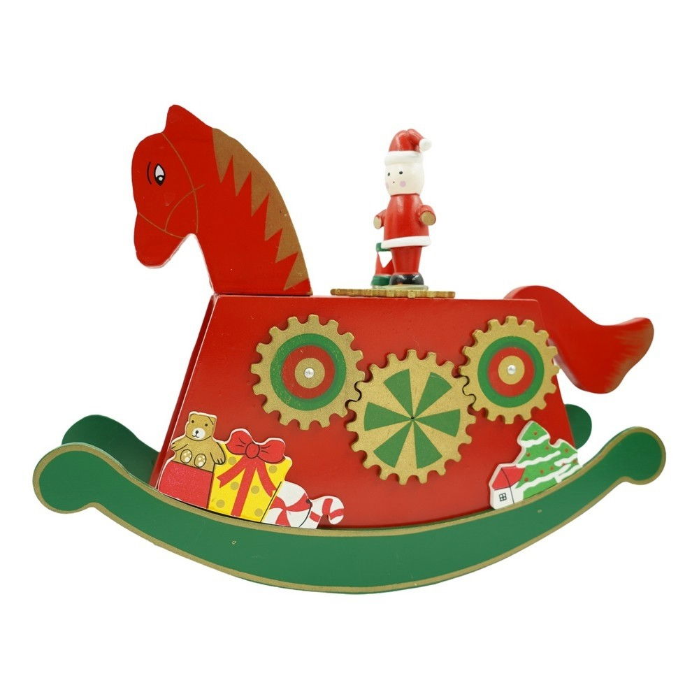 Cutiuta muzicala decorata de Craciun, Ponei, Rosu, din Lemn, 18 cm x 25 cm, Interior, Flippy [1]