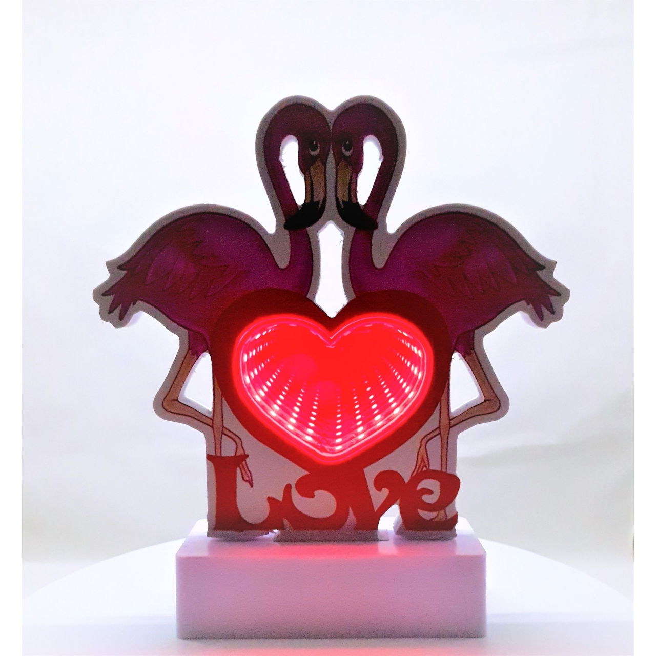 Decoratiune Luminoasa cu Baterii/Cablu Neon Flamingo Love 20 cm Alb Rece [3]