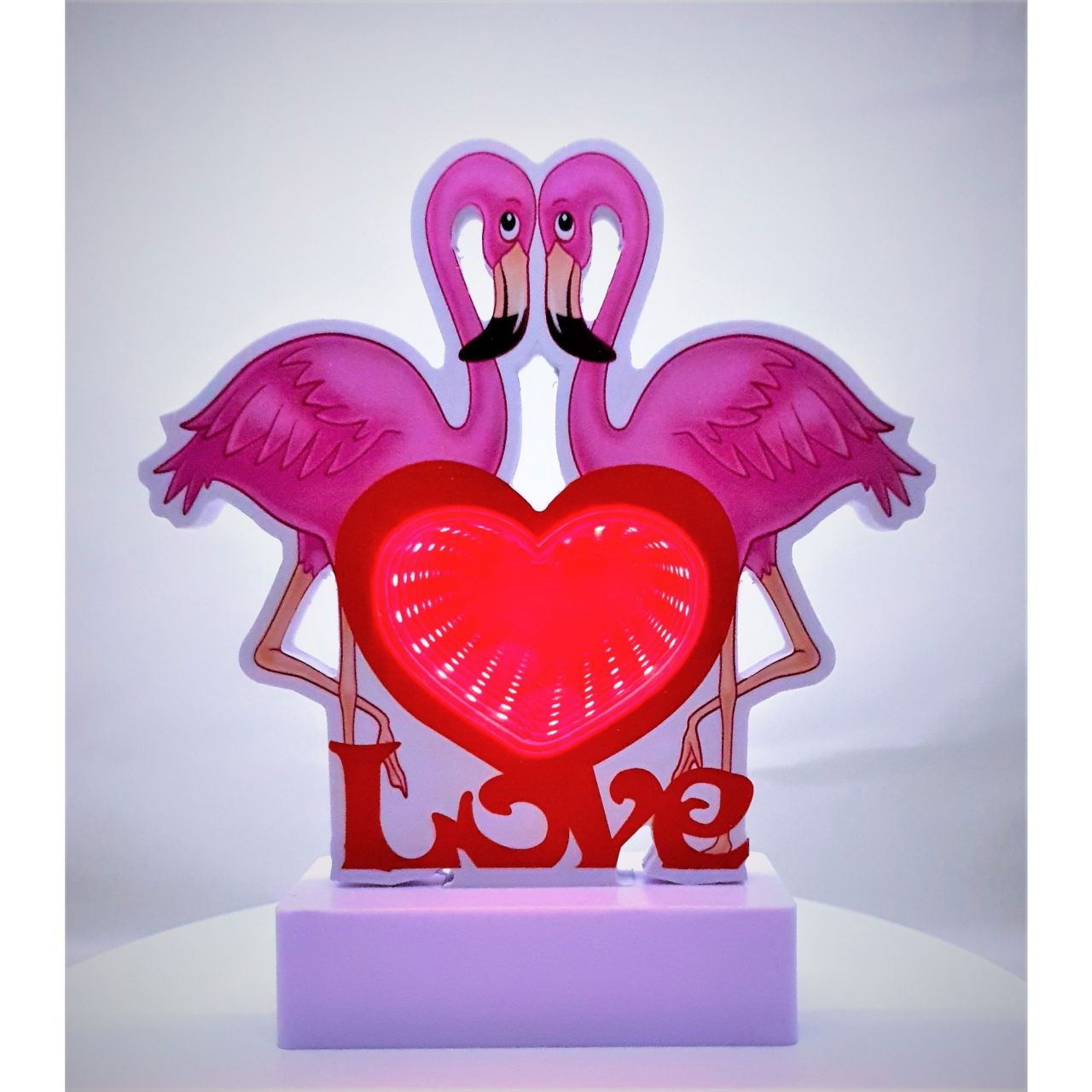 Decoratiune Luminoasa cu Baterii/Cablu Neon Flamingo Love 20 cm Alb Rece [2]