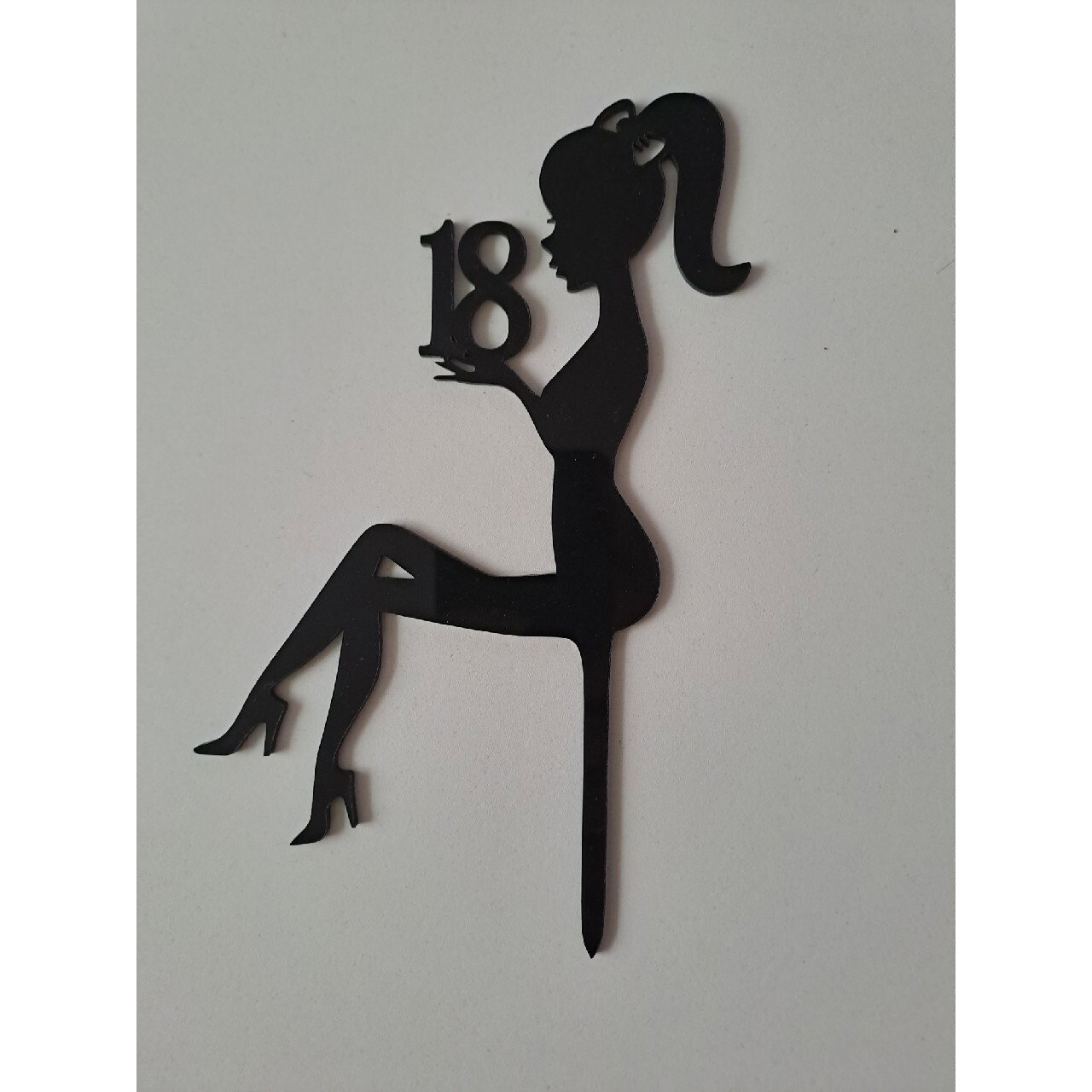 Decoratiune Topper pentru Tort, Flippy, Model Fata 18 Ani, Dimensiuni 16x11.5 cm, Tematica Majorat, Negru [4]