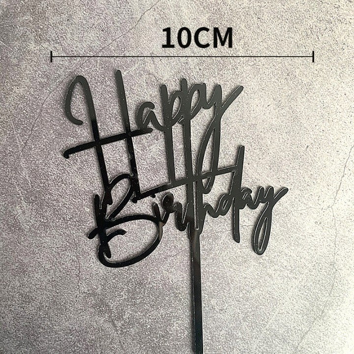 Decoratiune Topper pentru Tort, Flippy, Model Happy Birthday, Tematica Aniversare, 10 cm, Negru [2]