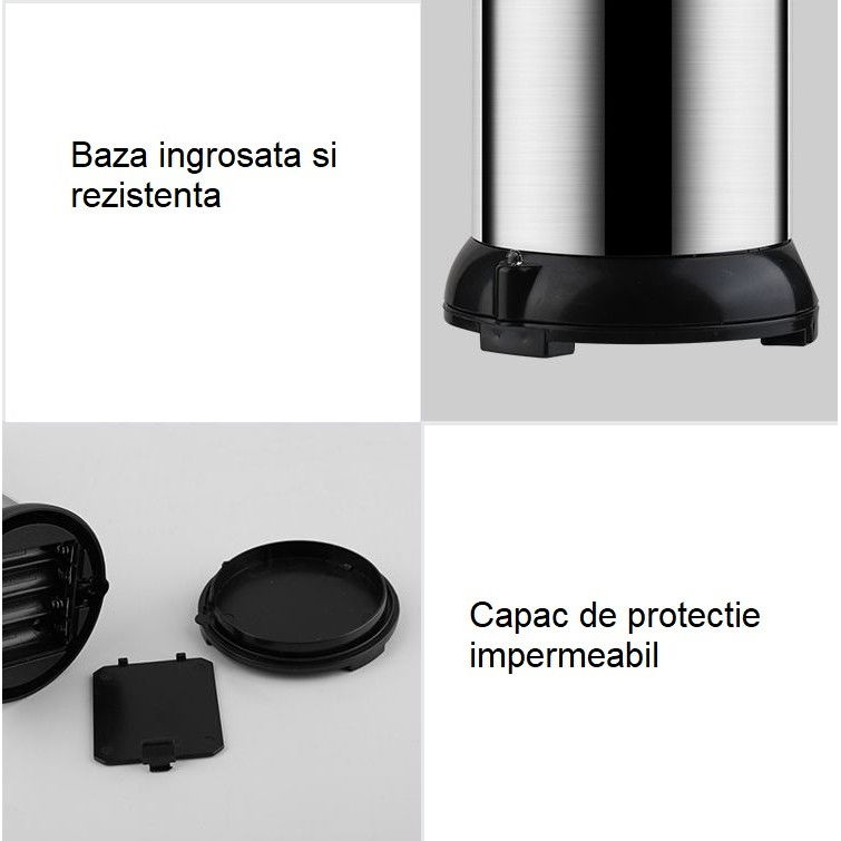 Dispenser pentru Sapun Lichid/Dezinfectant, Flippy, cu Senzor Infrarosu de Miscare, din Otel Inoxidabil, 250 ml, 19 x 11 cm, Gri [4]