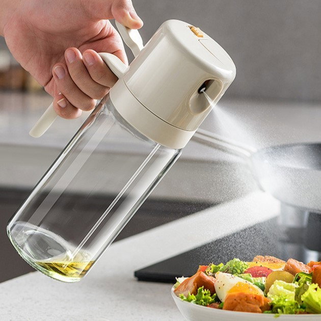 Dispenser pentru Ulei, Flippy, prin Curgere si Pulverizare, Deschidere si Inchidere Automata a Rezervorul, 550mL, 11.4x7.8x22.8cm, Gri [3]