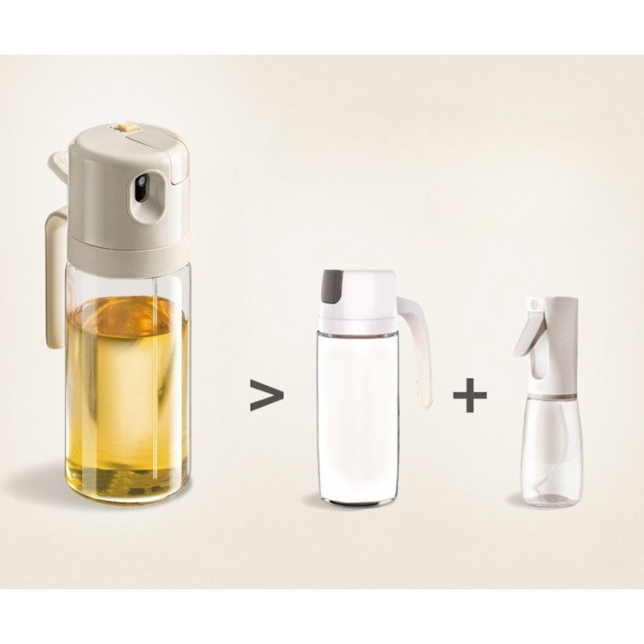 Dispenser pentru Ulei, Flippy, prin Curgere si Pulverizare, Deschidere si Inchidere Automata a Rezervorul, 550mL, 11.4x7.8x22.8cm, Gri [5]