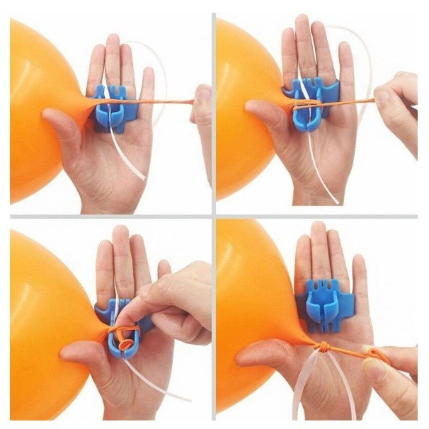 Dispozitiv de Legat Baloane, Flippy, din Plastic, pentru Mana, 6.5 x 5.5 cm, Albastru [2]