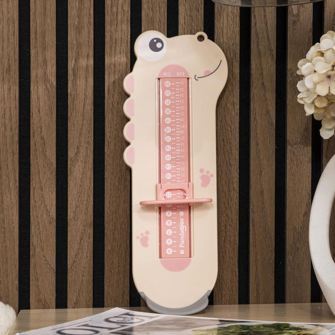 Dispozitiv de Masurat Talpa Piciorului pentru Bebelusi, Flippy, 9-24, Model Dinozaur, Roz [5]