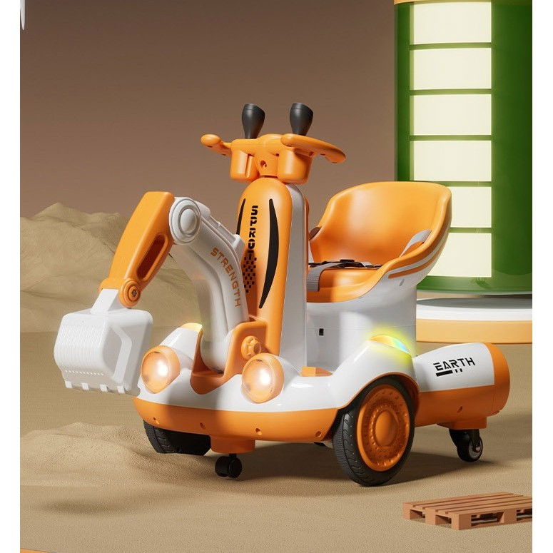 Excavator Electric, Flippy, pe 4 Roti Antiderapante, cu Telecomanda, Brat Controlat Electric, cu Telecomanda, +2 Ani, Galben [5]