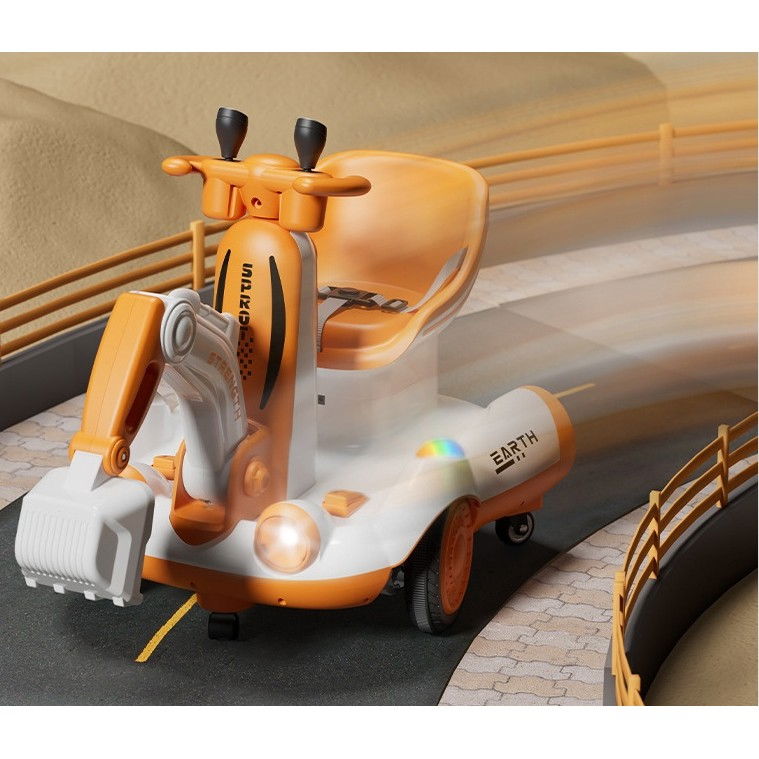 Excavator Electric, Flippy, pe 4 Roti Antiderapante, cu Telecomanda, Brat Controlat Electric, cu Telecomanda, +2 Ani, Galben [4]