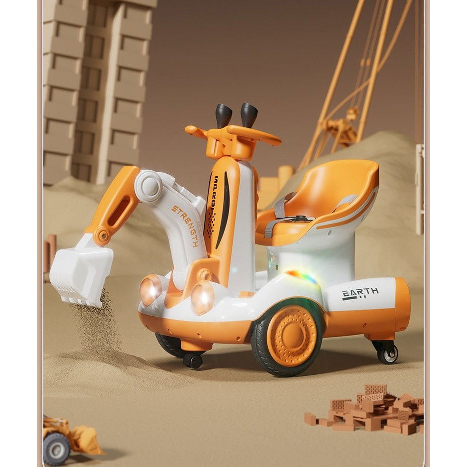 Excavator Electric, Flippy, pe 4 Roti Antiderapante, cu Telecomanda, Brat Controlat Electric, cu Telecomanda, +2 Ani, Galben [7]