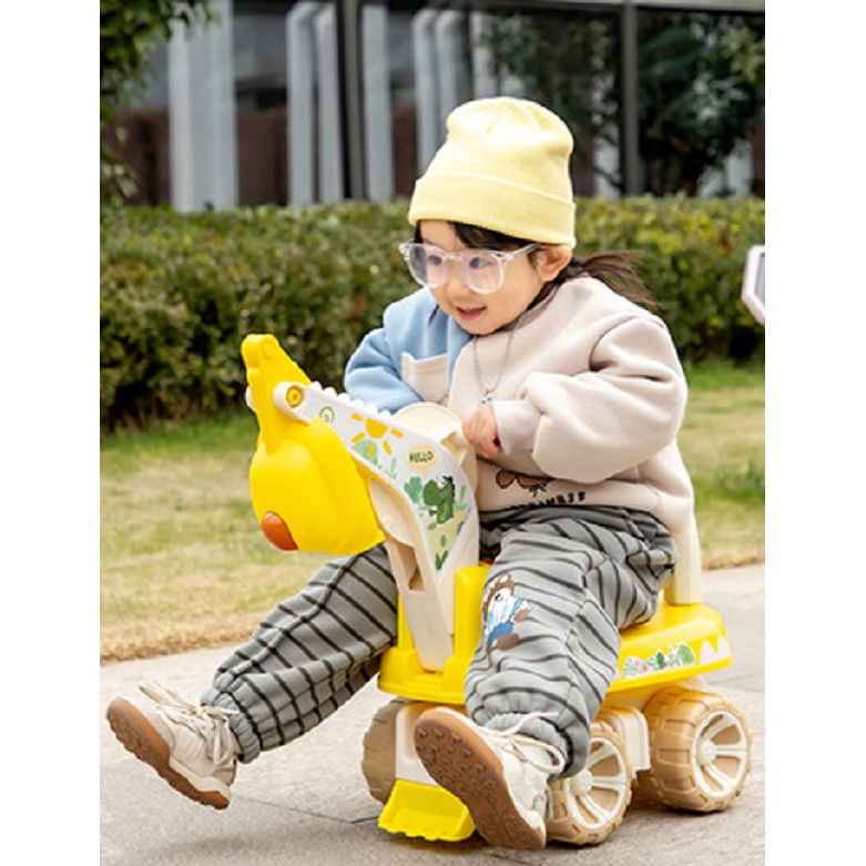 Excavator pentru Copii, Flippy, 1-3 Ani, Greutate Portanta 30 kg, Muzica si Lumini, Rotatie 360 Grade, 45 x 31 x 35 cm, 4 Roti, Galben [1]