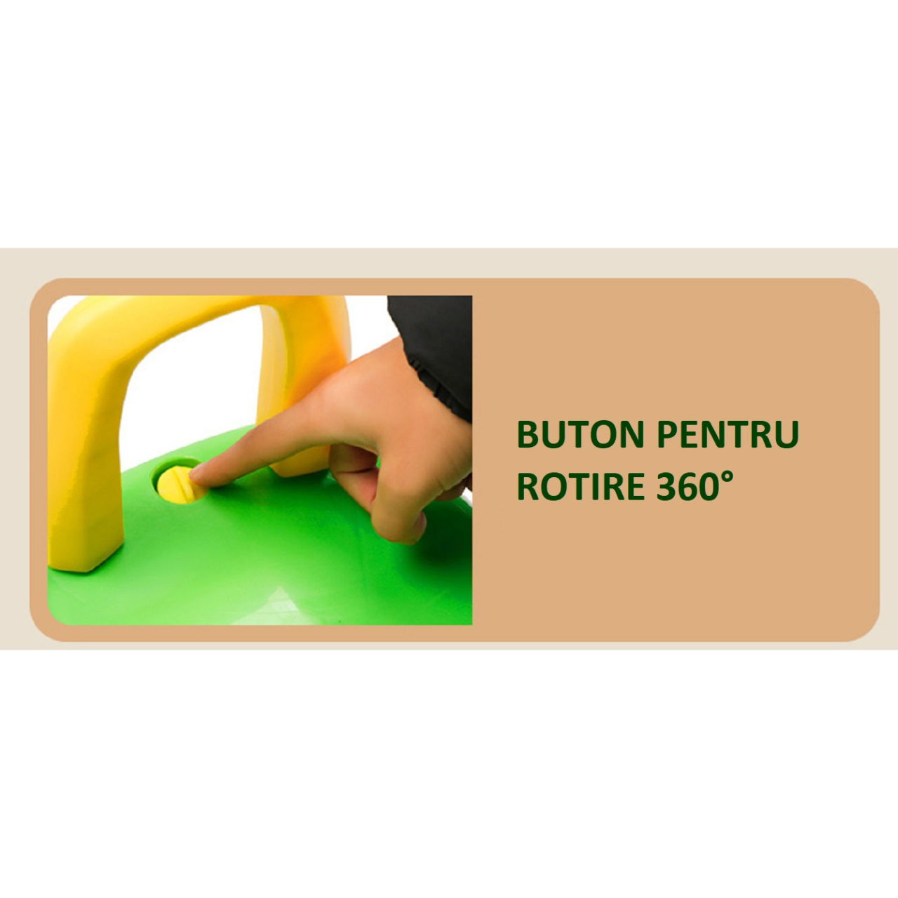 Excavator pentru Copii, Flippy, 1-3 Ani, Greutate Portanta 30 kg, Muzica si Lumini, Rotatie 360 Grade, 45 x 31 x 35 cm, 4 Roti, Verde [2]