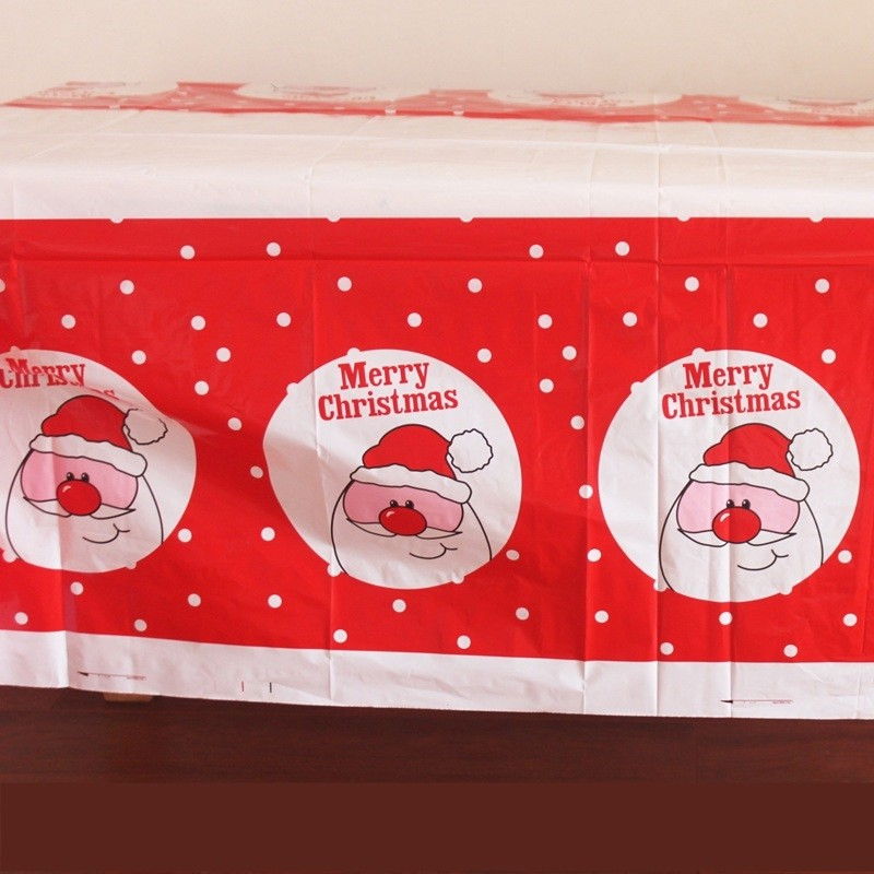 Fata de masa dreptunghiulara Flippy, PVC, 2.5 mm grosime, imprimeu Mos Craciun model 2, potrivit pentru Craciun, utilizare multipla, 180 x 108 cm, alb [3]