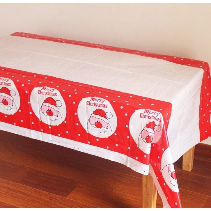 Fata de masa dreptunghiulara Flippy, PVC, 2.5 mm grosime, imprimeu Mos Craciun model 2, potrivit pentru Craciun, utilizare multipla, 180 x 108 cm, alb [4]