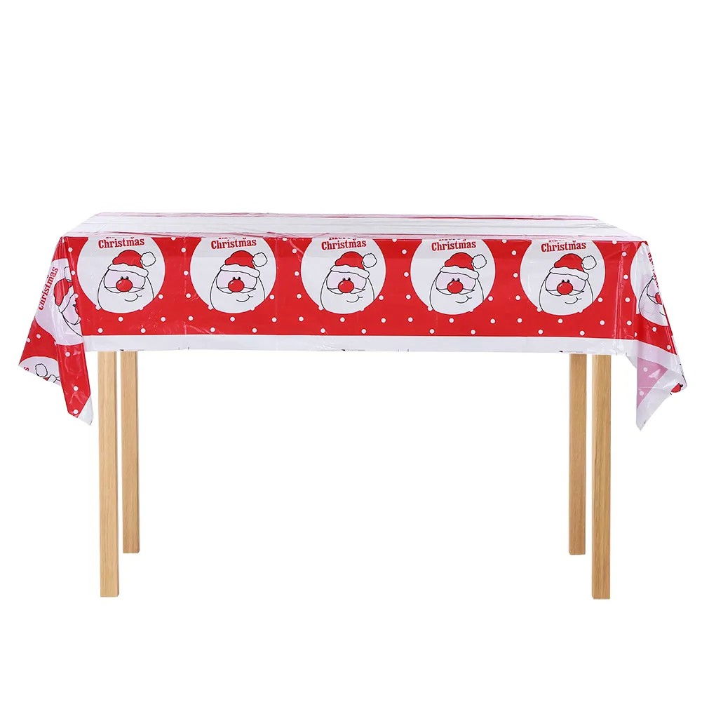 Fata de masa dreptunghiulara Flippy, PVC, 2.5 mm grosime, imprimeu Mos Craciun model 2, potrivit pentru Craciun, utilizare multipla, 180 x 108 cm, alb [5]